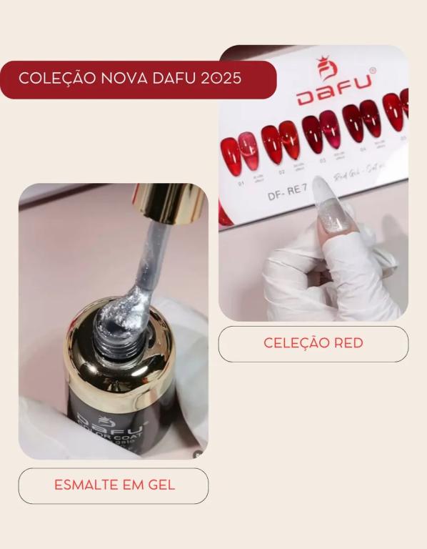 Esmalte em Gel Dafu 5(Red Véu) + (Olho de Gato) 6 Unid - 10ml - DF-RE-7