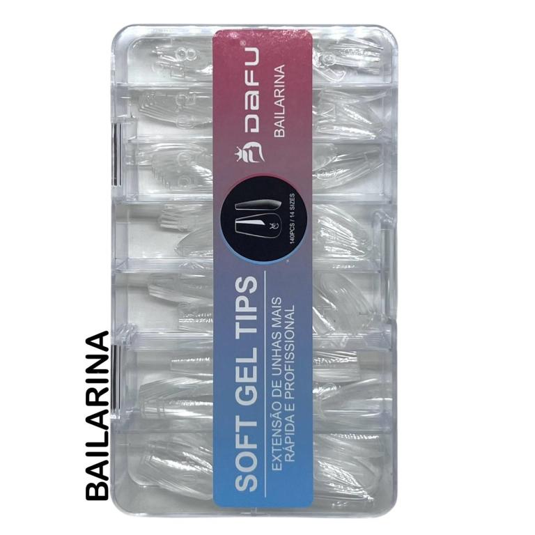 Unha Soft Gel Postiça Realista 140 Un Formato Bailarina