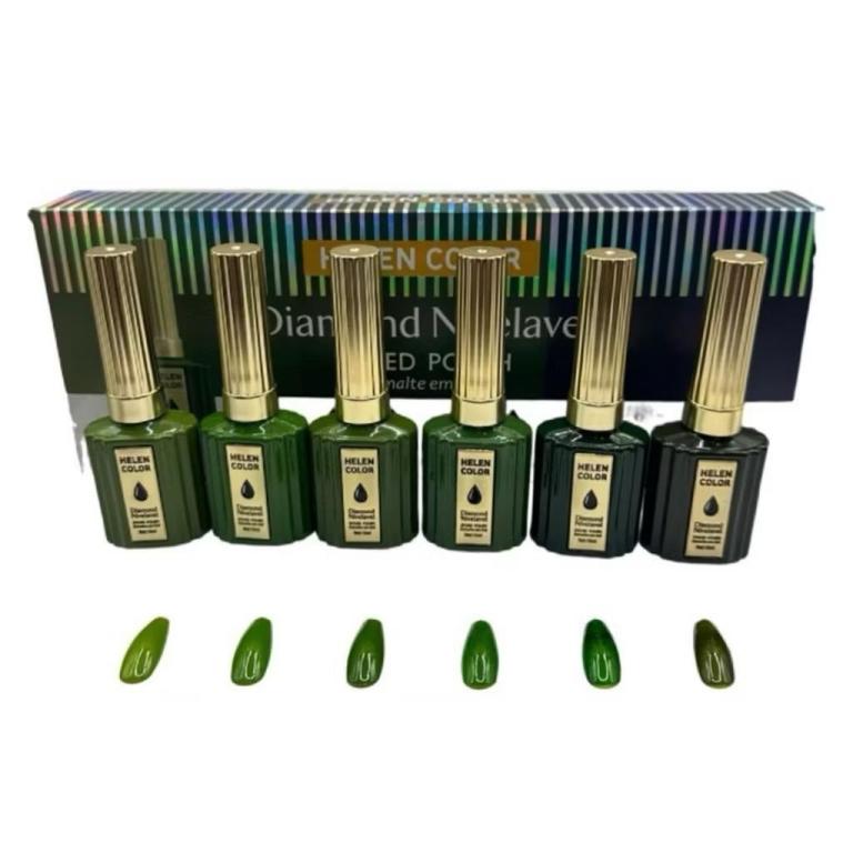 Esmalte Em Gel Helen Color Kit Diamond 6 Cores RZJY - 22J - Verde