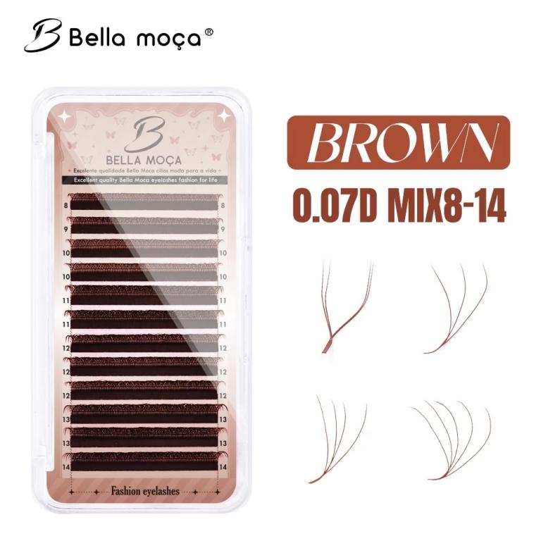 Cílios Bella Moça Y Mix 8-14 0.07D - Marrom