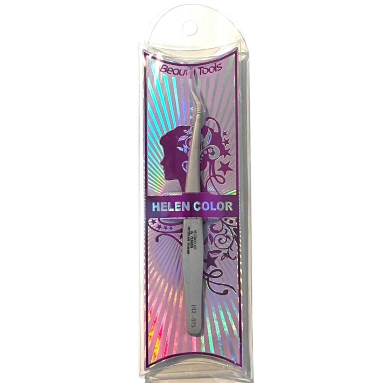 Pinça Cílios Helen Color Curvada Prata HC-025 - CNZ-23