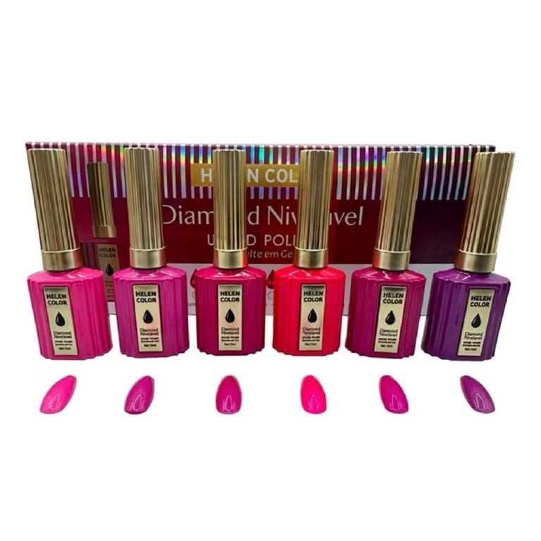 Esmalte Em Gel Helen Color Kit Diamond 6 Cores RZJY - 22A - Rosa