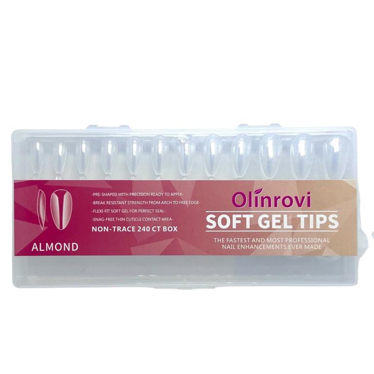 Unha Soft Gel Postiça Almond Transparente - 240 Unidades