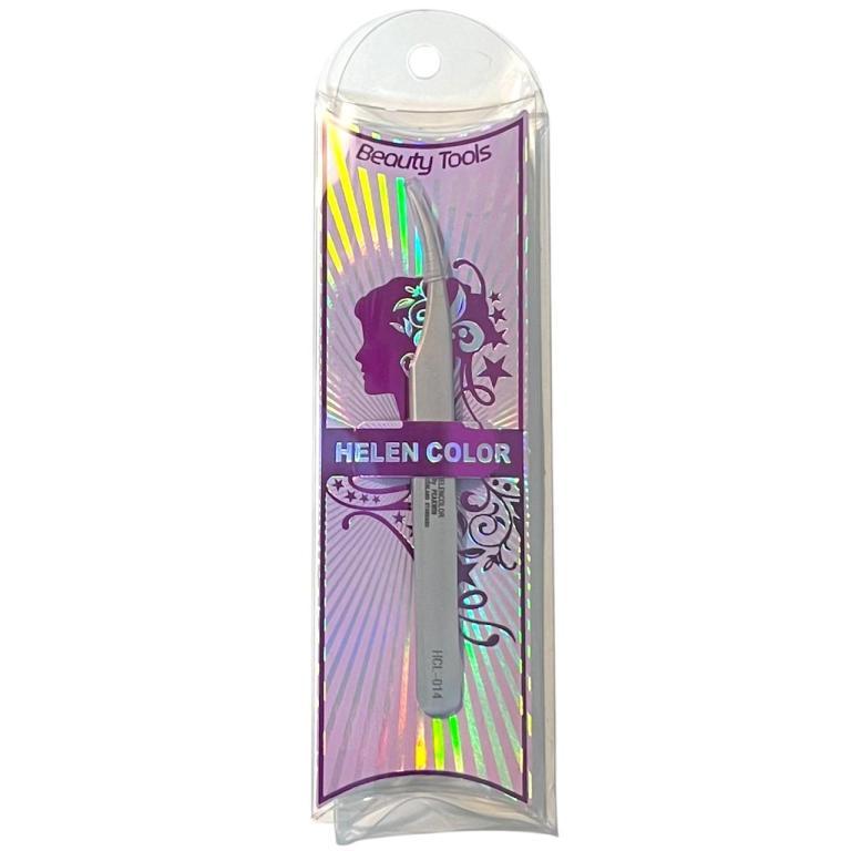 Pinça Cílios Helen Color Curvada Prata HC-014 - CNZ-22