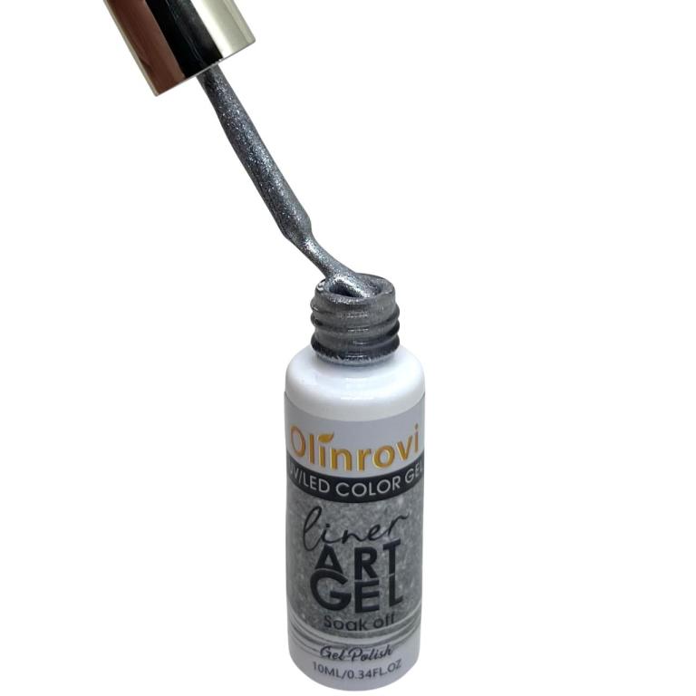 Esmalte Em Gel Liner Olinrovi 10ml Cor:Prata