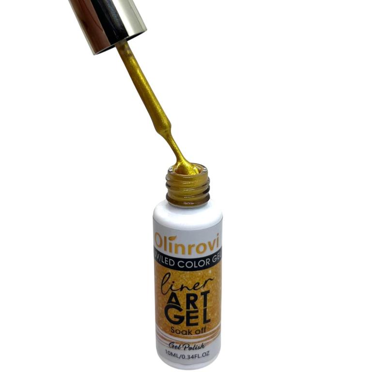 Esmalte Em Gel Liner Olinrovi 10ml Cor:Dourado