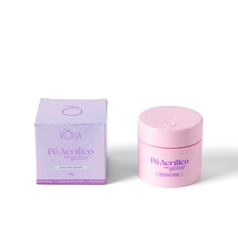 Volia Pó Acrílico Com Glitter Natural Shine 20gr