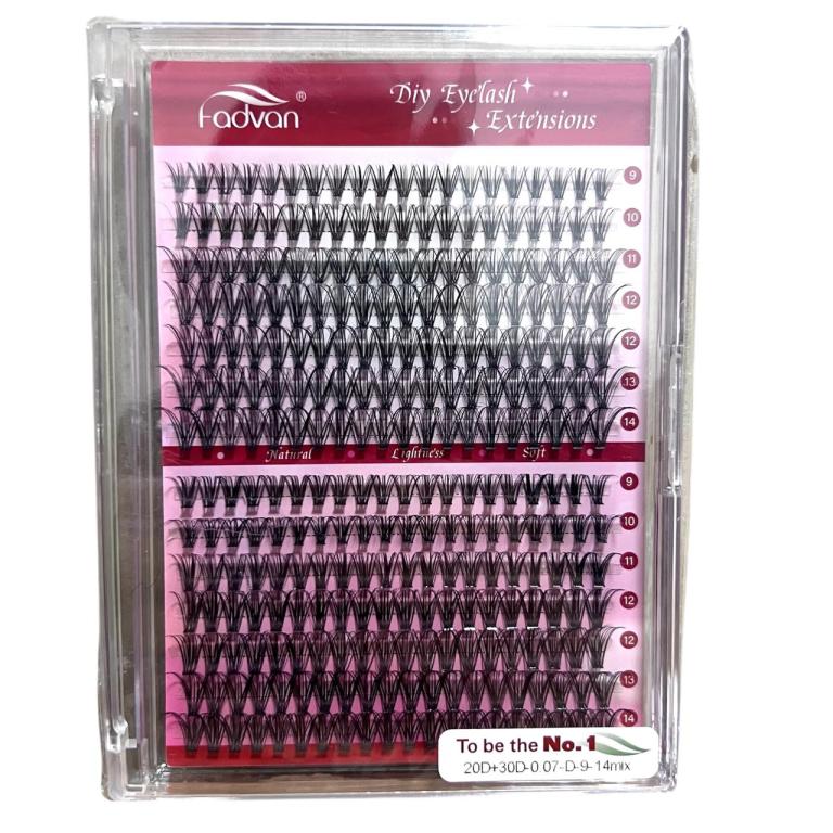 Cílios Fadvan Tufo Extensão Mix 0.07D 2 Em 1 Tamanho:30D+40D