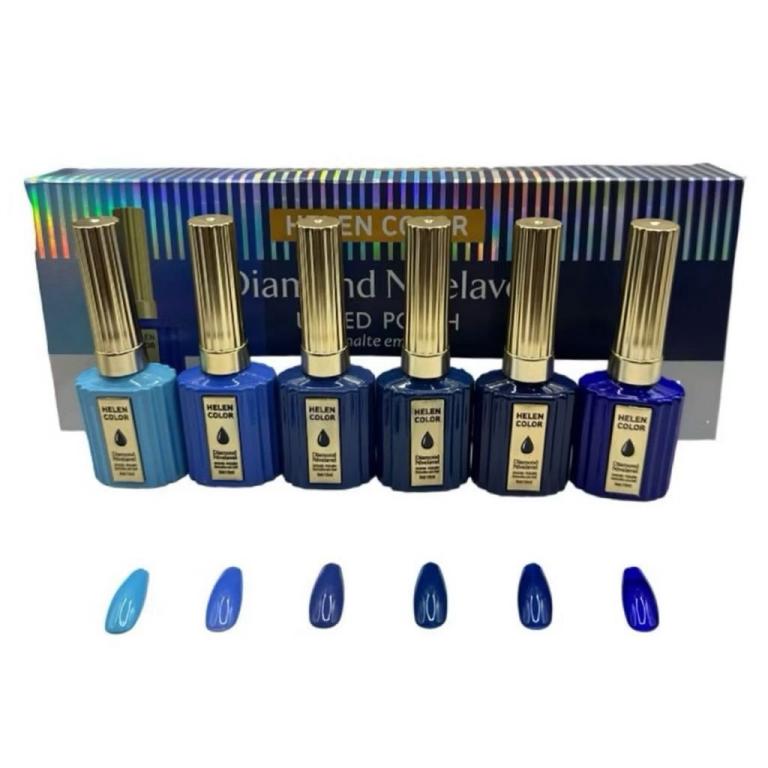 Esmalte Em Gel Helen Color Kit Diamond 6 Cores RZJY - 22K - Azul