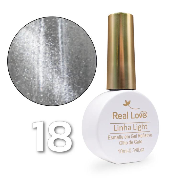 Esmalte em Gel Real Love Refletivo Glitter Olho de Gato 10ml Cor:18