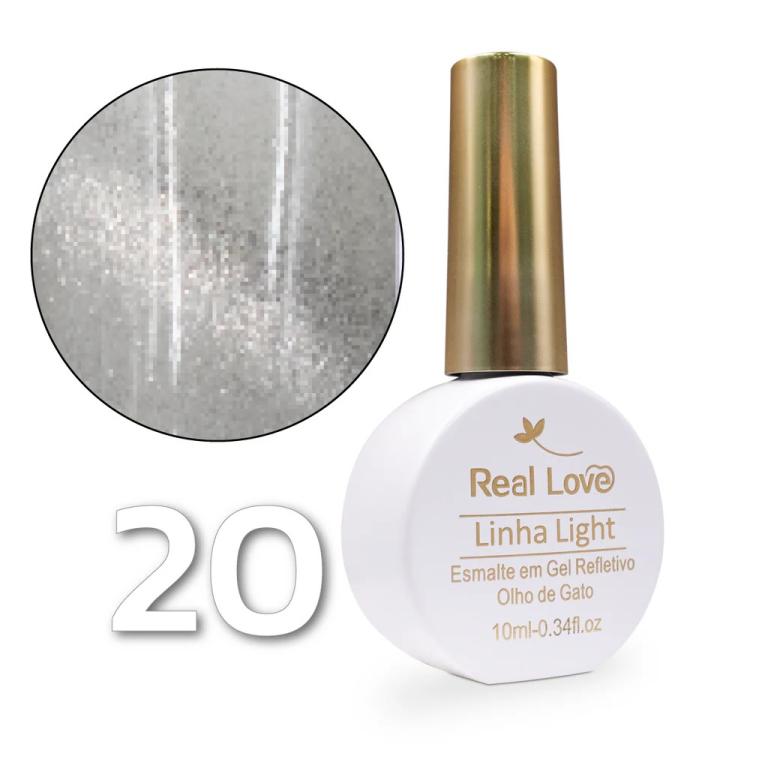 Esmalte em Gel Real Love Refletivo Glitter Olho de Gato 10ml Cor:20