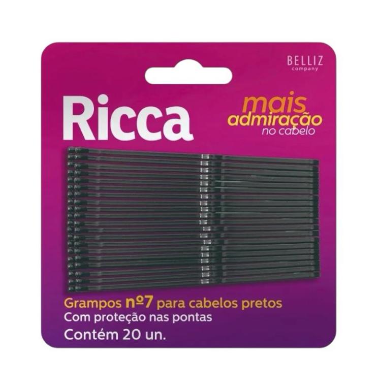Ricca Grampo Cabelo N°07 Com 20 - Preto Ref 342