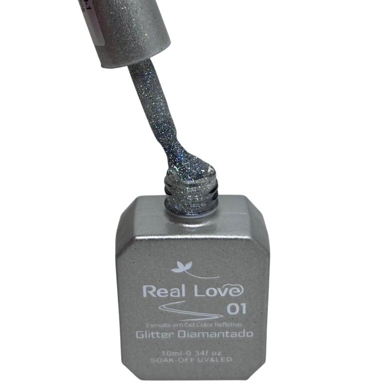 Esmalte em Gel Real Love Refletivo Glitter XD-GEL-39 10ml Cor:01