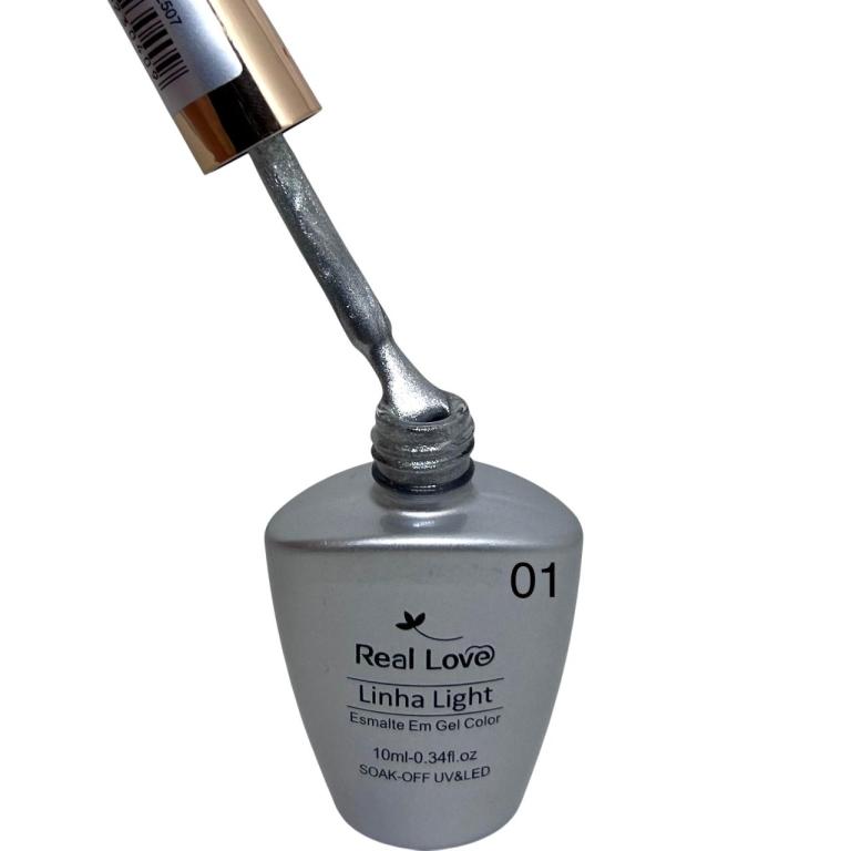 Real Love Esmalte em Gel Dourado e Prata Unhas 10ml Cor:01