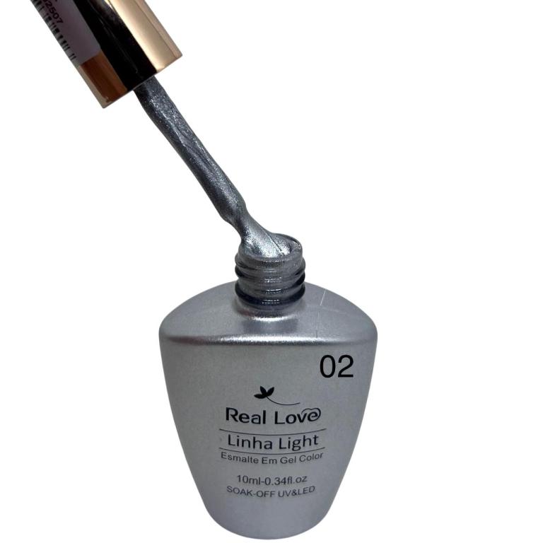 Real Love Esmalte em Gel Dourado e Prata Unhas 10ml Cor:02