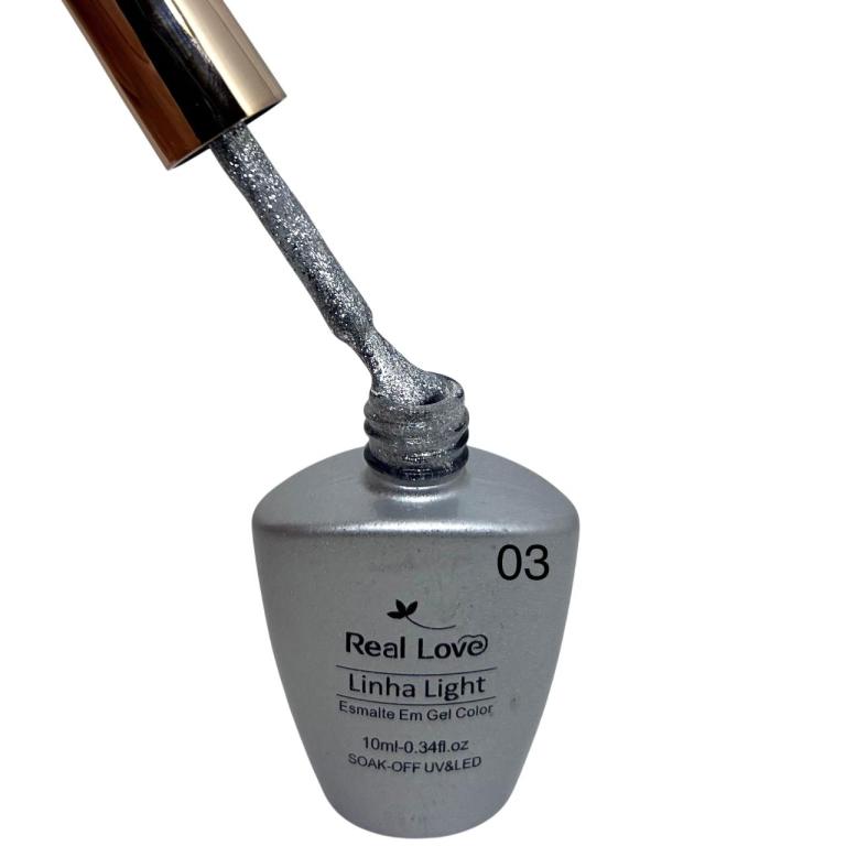 Real Love Esmalte em Gel Dourado e Prata Unhas 10ml Cor:03