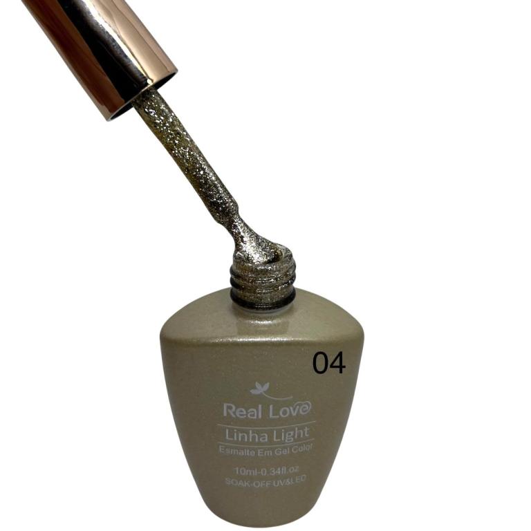 Real Love Esmalte em Gel Dourado e Prata Unhas 10ml Cor:04