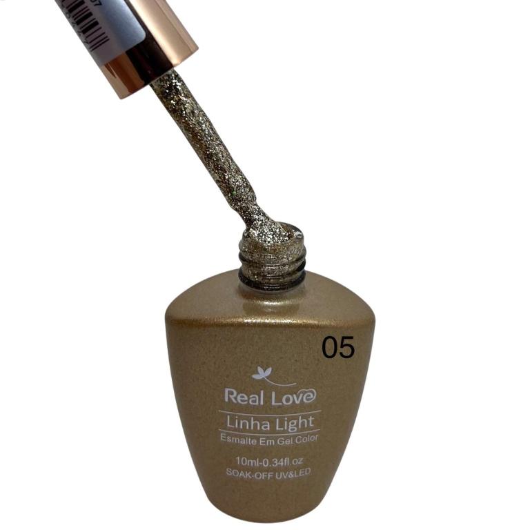 Real Love Esmalte em Gel Dourado e Prata Unhas 10ml Cor:05