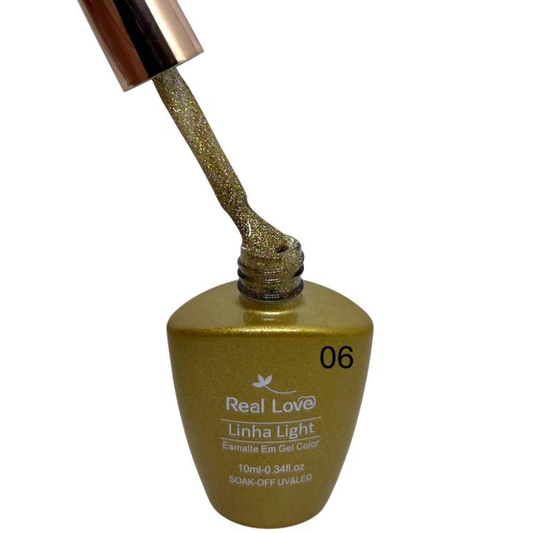 Real Love Esmalte em Gel Dourado e Prata Unhas 10ml Cor:06