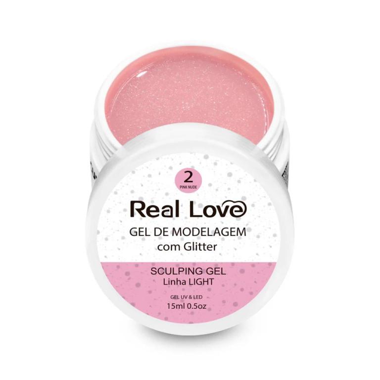 Real Love Gel Construtor Glitter 15ml Cor:02 - Pink Nude