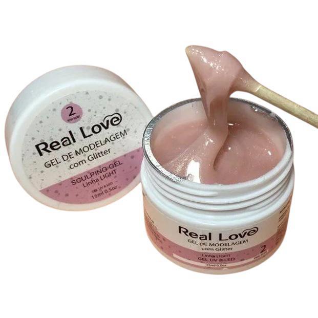 Real Love Gel Construtor Glitter 15ml Cor:02 - Pink Nude