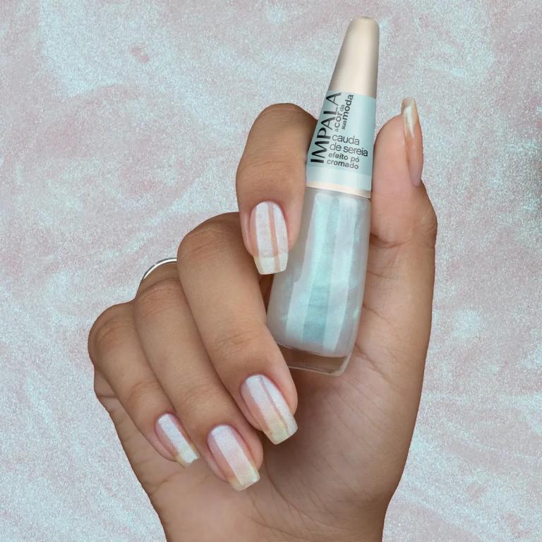Esmalte Impala A Cor da Moda Efeito Pó Cromado Glitter Cor:2 - Cauda de Sereia