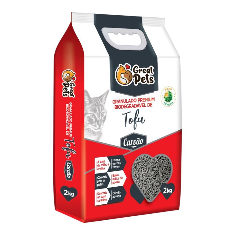 GREAT PETS - AREIA BIODEGRADAVEL TOFU CARVAO 2KG