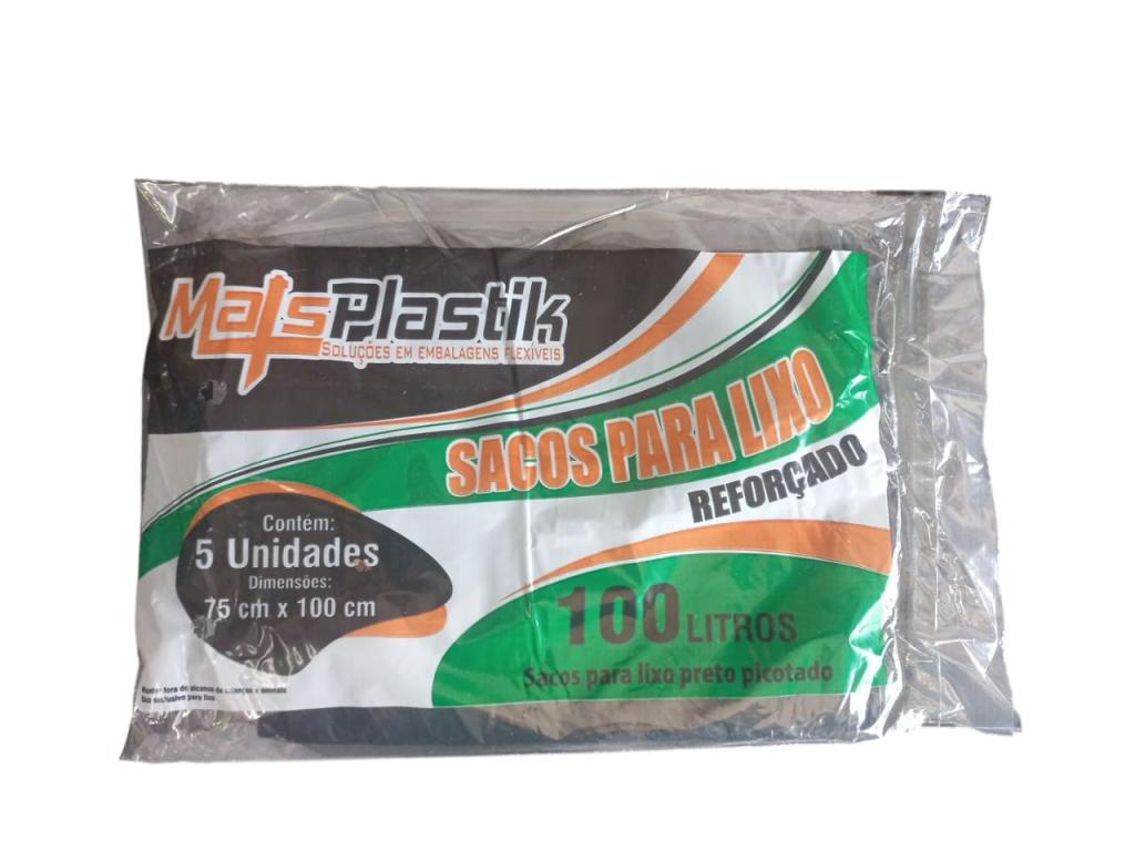 CS] SACO PARA LIXO REFORCADO 75X100CM 100LITROS C/ 5 UND