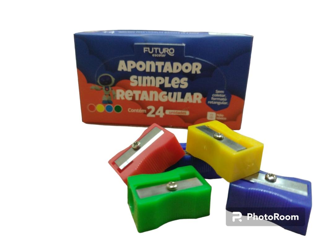 ES] APONTADOR PLASTICO SIMPLES RETANGULAR  CX 24 UN