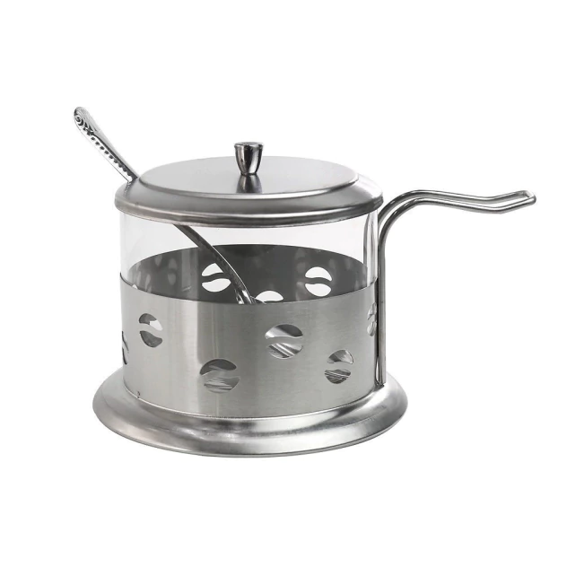 CA] ACUCAREIRO DE INOX E VIDRO C/ TAMPA E 1 COLHER 260 ML