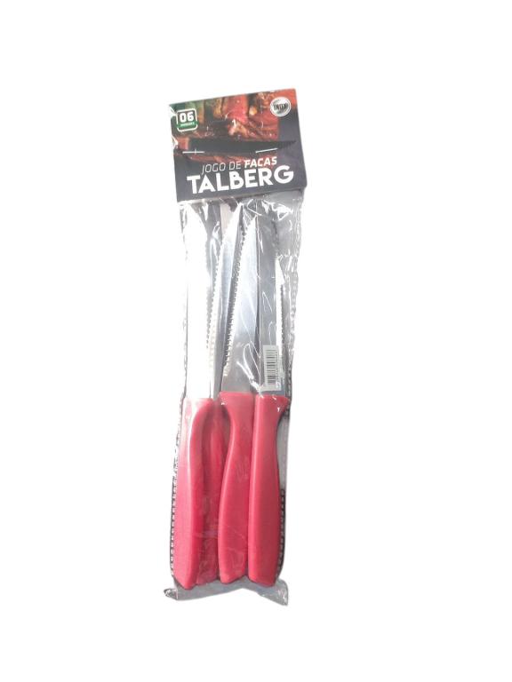 FG] KIT COM 6 UNIDADES FACA DE MESA EM INOX C/ CABO DE PLASTICO 21 CM
