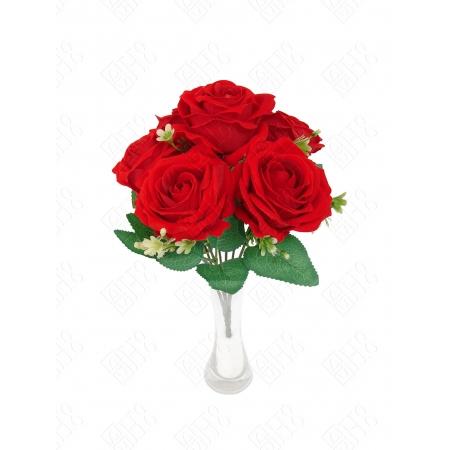 JD] MINI BUQUE DE ROSA AVELUDADA (6 UND)