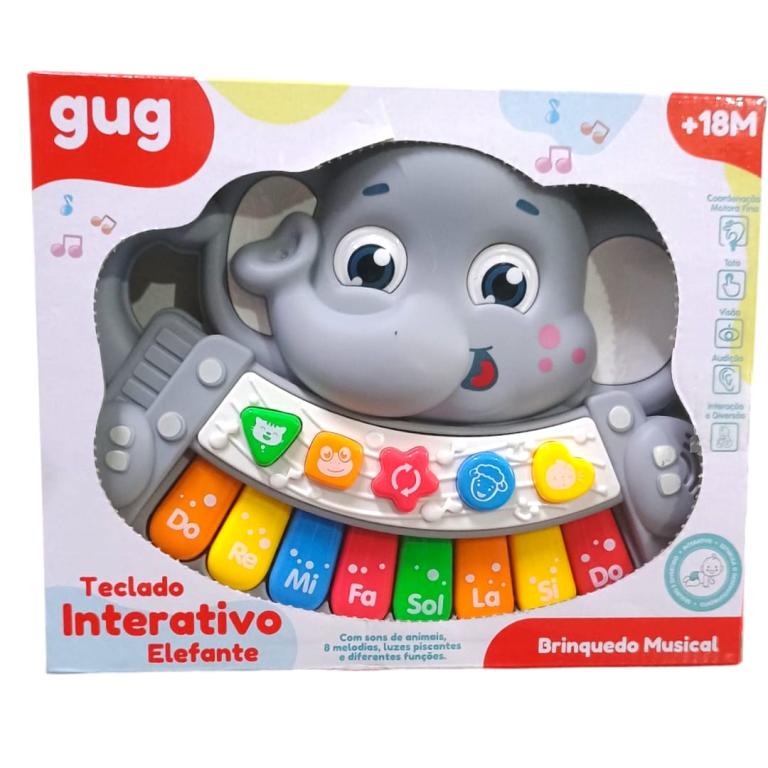 IN] BRINQUEDO INFANTIL TECLADO MUSICAL ELEFANTE COLORIDO