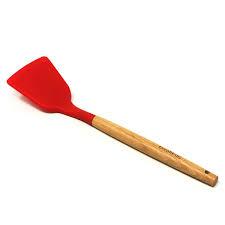 CS] ESPATULA RETA SILICONE CABO MADEIRA 30CM