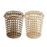 CESTO TELADO REDONDO LAVANNA C/TAMPA 30,0 L BEGE CLARO/CAPPUCCINO