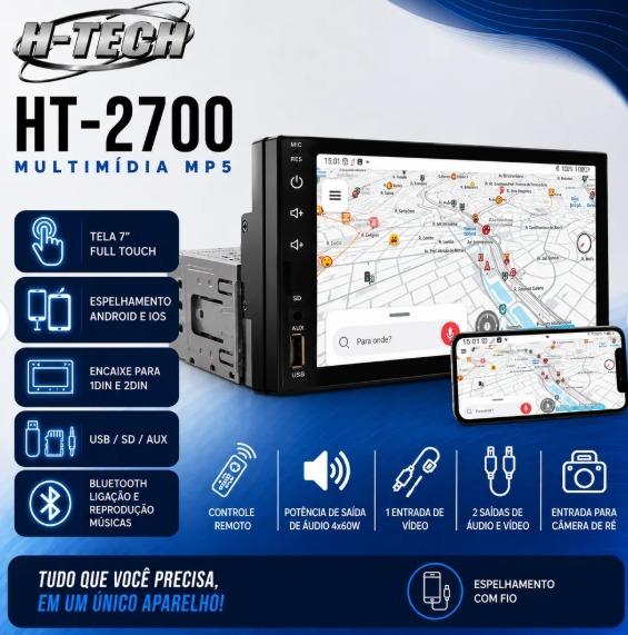 MP5 1 DIN 7 POLEGADAS USB/SD CARD/AUX/BLUETOOTH/ESP. FULL TOUCH