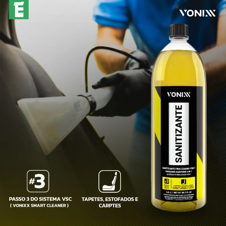 Sanitizante 1,5L Finalizador da Vonixx é um produto desenvolvido para a última etapa de higienização de estofados, carpe
