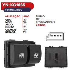 INTERRUPTOR DUPLO LED BRANCO 4 PINOS UNO/MOBI/ARGO/PUNTO/CRONOS/STRADA