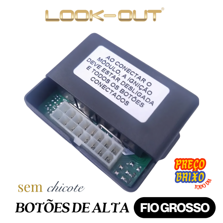 MODULO DE VIDRO  MODULO DE VIDRO  MVX20AS GM / FIAT /FORD /VW BOTOES ALTA , OBS SEM CHICOTE ( TSM2D ) PRETO LOOK OUT
