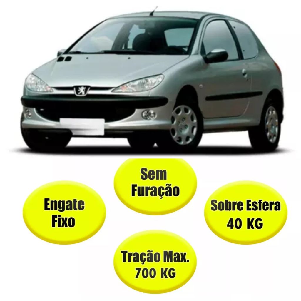 Engate Reforçado Peugeout 206 1999 Até 2012 700kg + Rabicho
