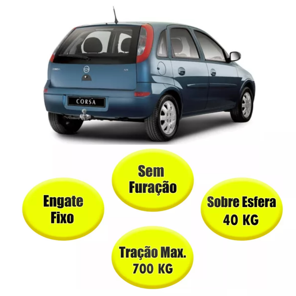 Engate Fixo Gm Corsa Hatch 2002 A 2012 700kg Resistente Top