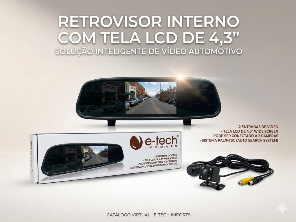 RETROVISOR LCD e-TECH ( SEM CAMERA )