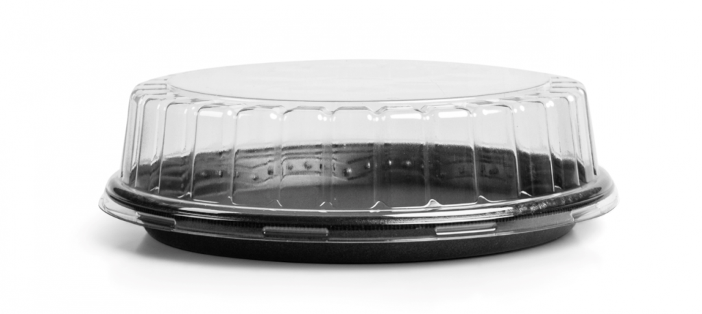 EMBALAGEM BOLO 18CM TAMPA BAIXA BASE PRETA Ø21,5X6,3CM 100UN