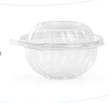 POTE 450ML MINI SALADEIRA TAMPA ALTA REDON C/ LACRE PET (2X50)