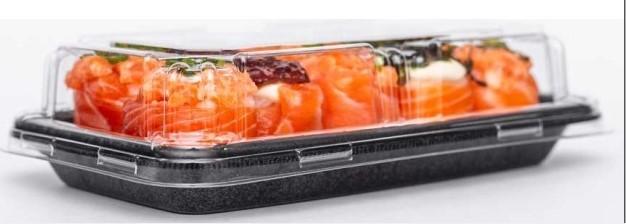 BANDEJA EPS PRETA FF06P TM18,9X11,2X4,5CM TAMPA PET BX 100UN