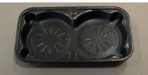 BANDEJA EPS 2 DIVISÓRIAS FF22 PRETA 23,3X13,3X2,6CM 400UN