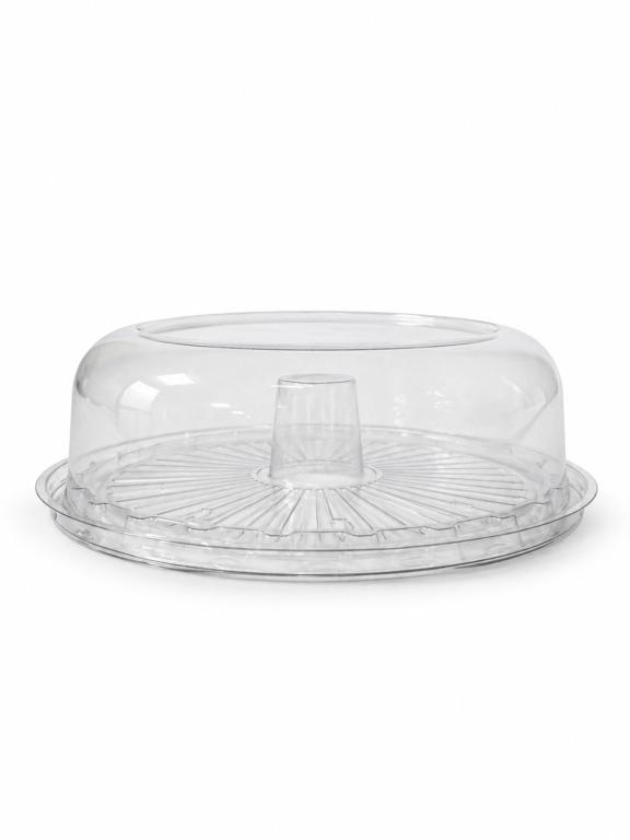 EMBALAGEM PUDIM 18CM TAMPA LISA BAIXA TRANSPA Ø22X6,4CM 50CJ