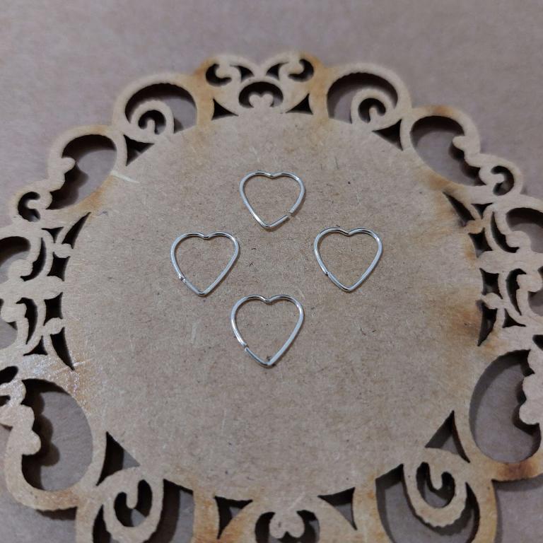 Piercing argolinha coração liso, 1,0 x 1,0 cm, peso 0,22 gr