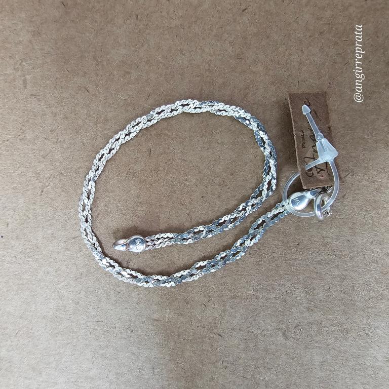 Pulseira feminina laminada 3 fios maleável, tam 18 cm, fecho boia