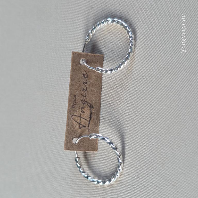 Brinco argola fio torcido, encaixe, tam 1,5 x 1,5 cm, prata925